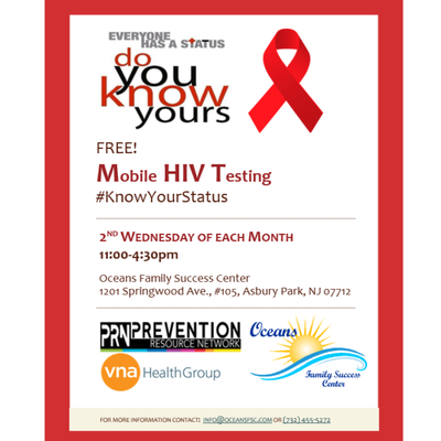 Free HIV testing the 2nd Wednesday each month