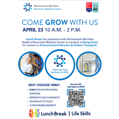 Lunch Break & Hackensack Meridian Health Hiring Event