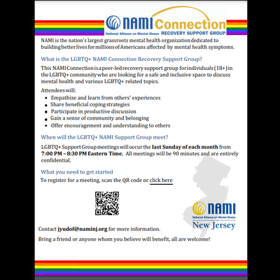 NAMI NJ Online Connection Recovery Support Group for Adults in the LGBTQ+ Community