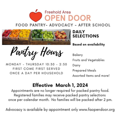 Freehold Area Open Door Food Pantry Program