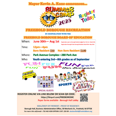 Borough of Freehold Summer Recreation Camp - 2025