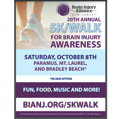 Brain Injury Alliance of NJ's 20th annual 5K Run, Walk & Roll for Brain Injury Awareness