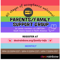 Desi Rainbow Support Group for Parents and Allied Family Members of LGBTQIA+ South Asians