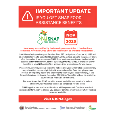 New Jersey's Supplemental Nutrition Assistance Program, SNAP