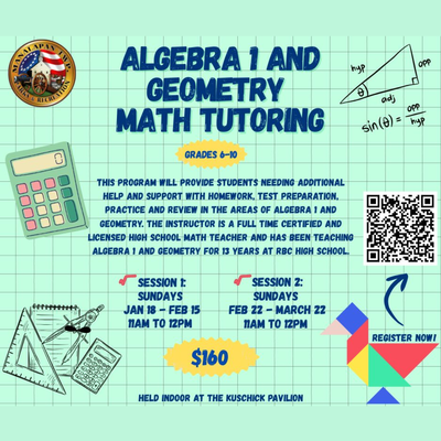 Algebra 1 and Geometry Math Tutoring