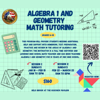 Algebra 1 and Geometry Math Tutoring