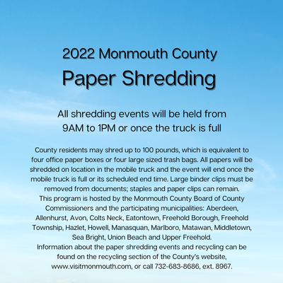 Monmouth County Paper Shredding Event - Colts Neck
