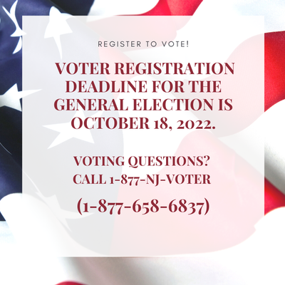 Voter Registration Deadline for the General Election is October 18, 2022.